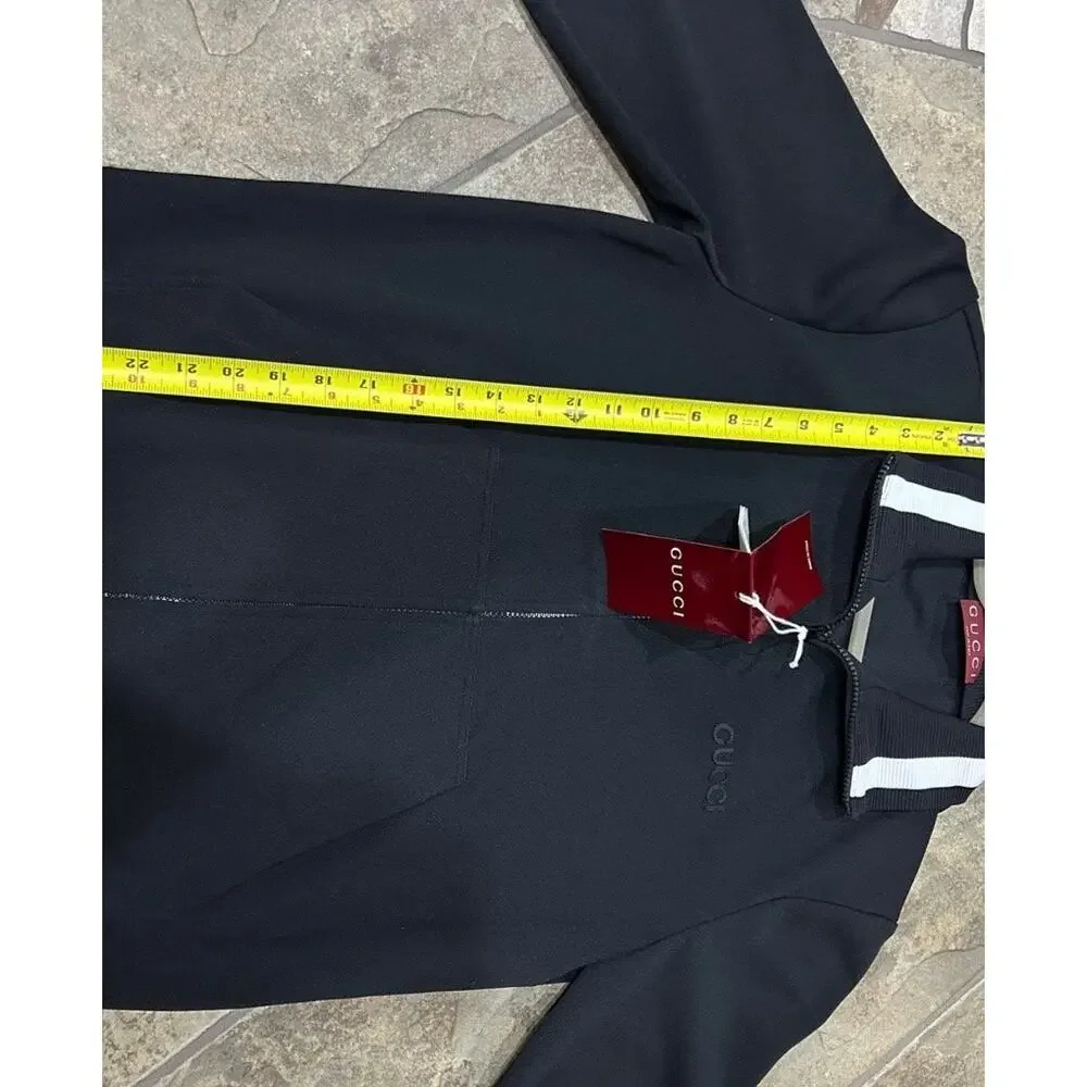 Men's Gucci jersey technical, zip up jacket, web, trim, size medium made Italy